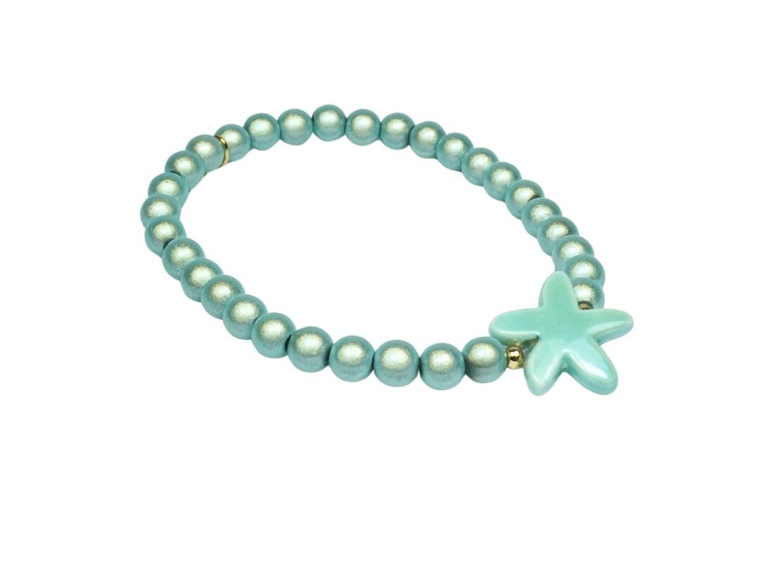 Biba Armband Polymer Perlen 6mm Ø Sweet Star Green 19 mm Ø Biba Anhänger Gold