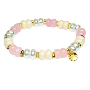 Biba Armband Naturstein Rondelle Mix 8mm Ø Biba Anhänger Gold