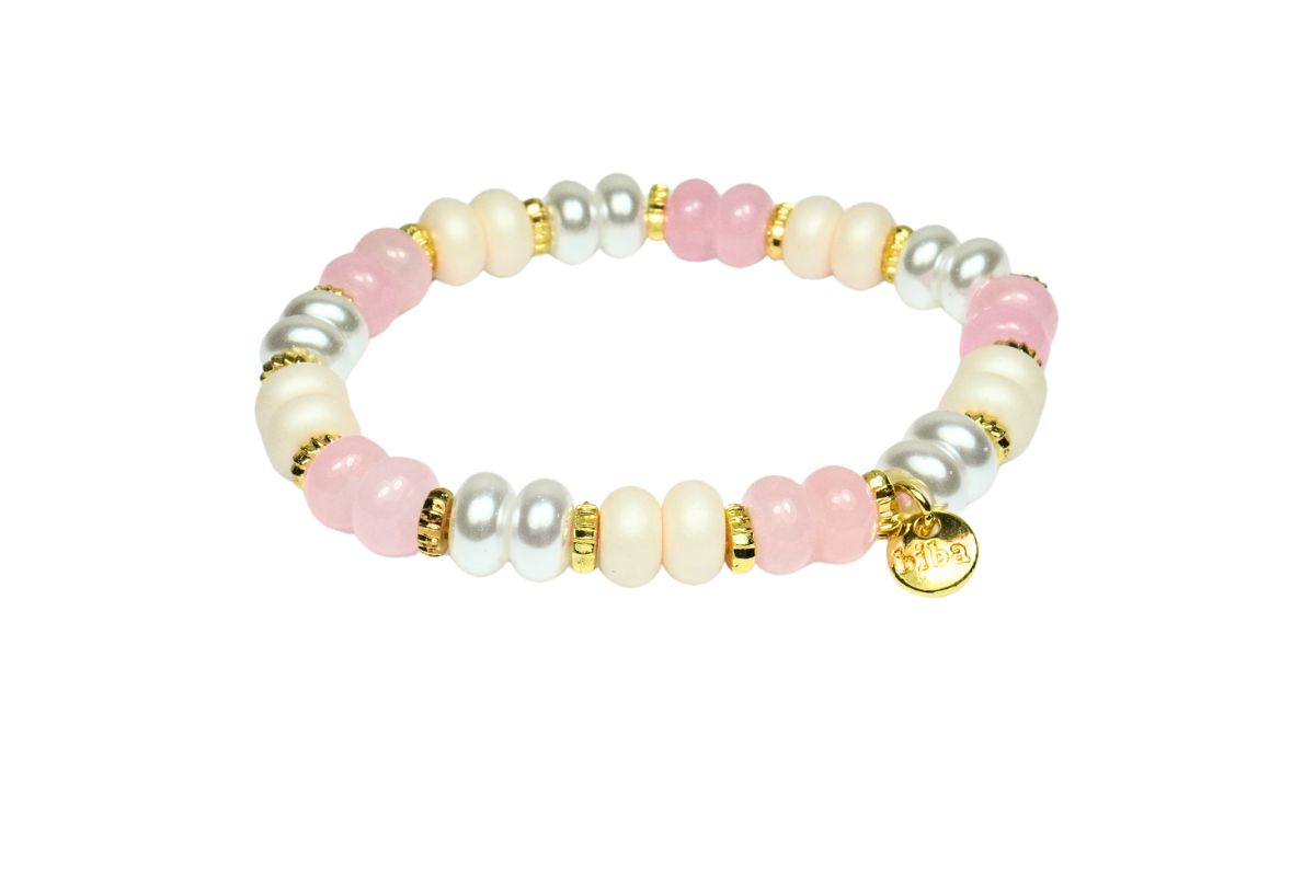 Biba Armband Naturstein Rondelle Mix 8mm Ø Biba Anhänger Gold