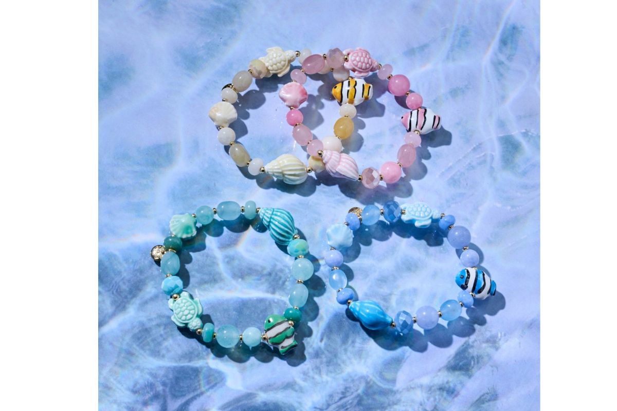 Biba Armband Glas Perlen Summer Time Mix Biba Anhänger Gold