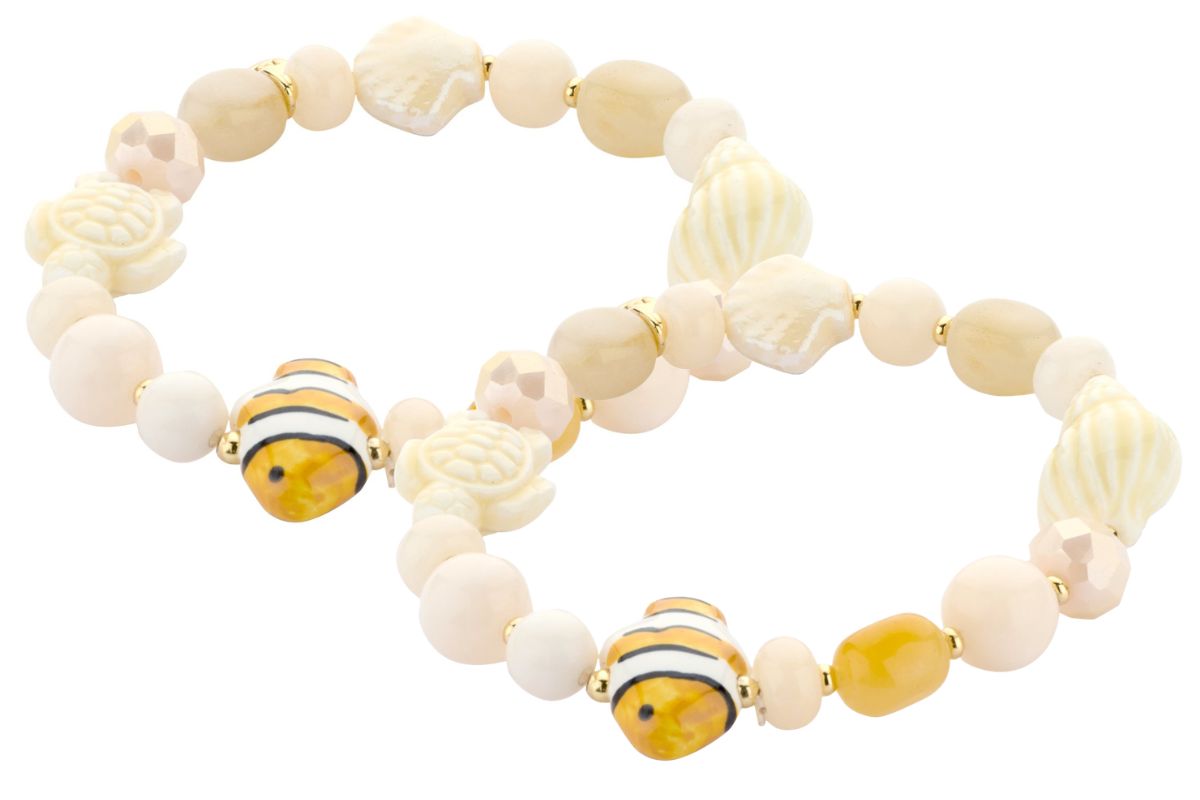 Biba Armband Glas Perlen Summer Time Mix Biba Anhänger Gold