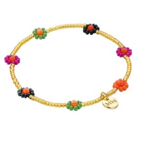 Biba Armband Miyuki Perlen Blütenmix 3mm Ø Biba Anhänger Gold