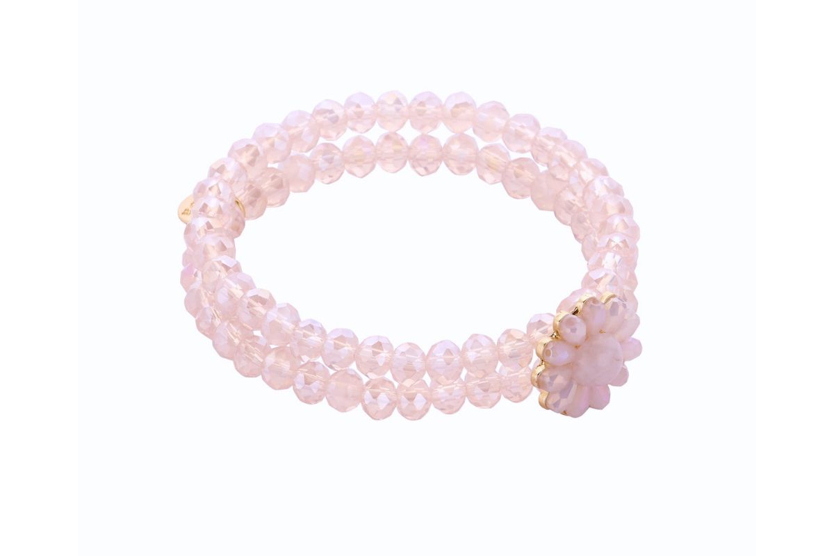 Biba Armband Duo Crystal Perlen 6mm Ø Rosa Biba Anhänger Gold