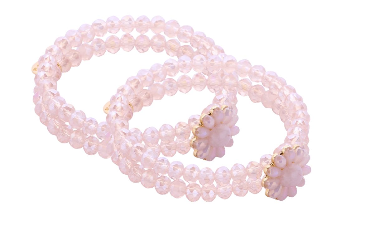 Biba Armband Duo Crystal Perlen 6mm Ø Rosa Biba Anhänger Gold