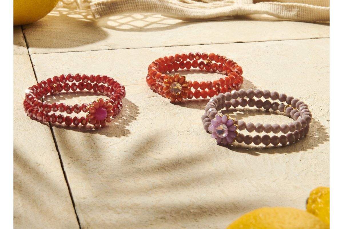 Biba Armband Duo Crystal Perlen 6mm Ø Rosa Biba Anhänger Gold