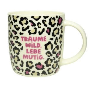 Grafik Werkstatt Henkelbecher „Träume wild, lebe mutig“ – Inspirierender Kaffeebecher aus Porzellan