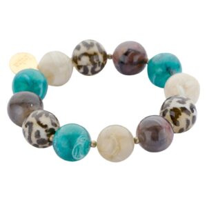 Biba Armband „Leo Green Grey Black“ – Perlen 16mmØ & Biba Anhänger