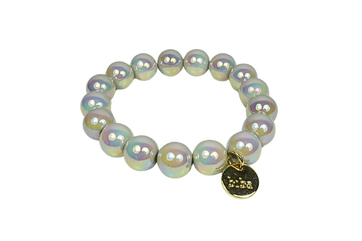 Biba Armband „Schimmer Iris“– Polymer Perlen 12mm Ø | Biba Anhänger Gold
