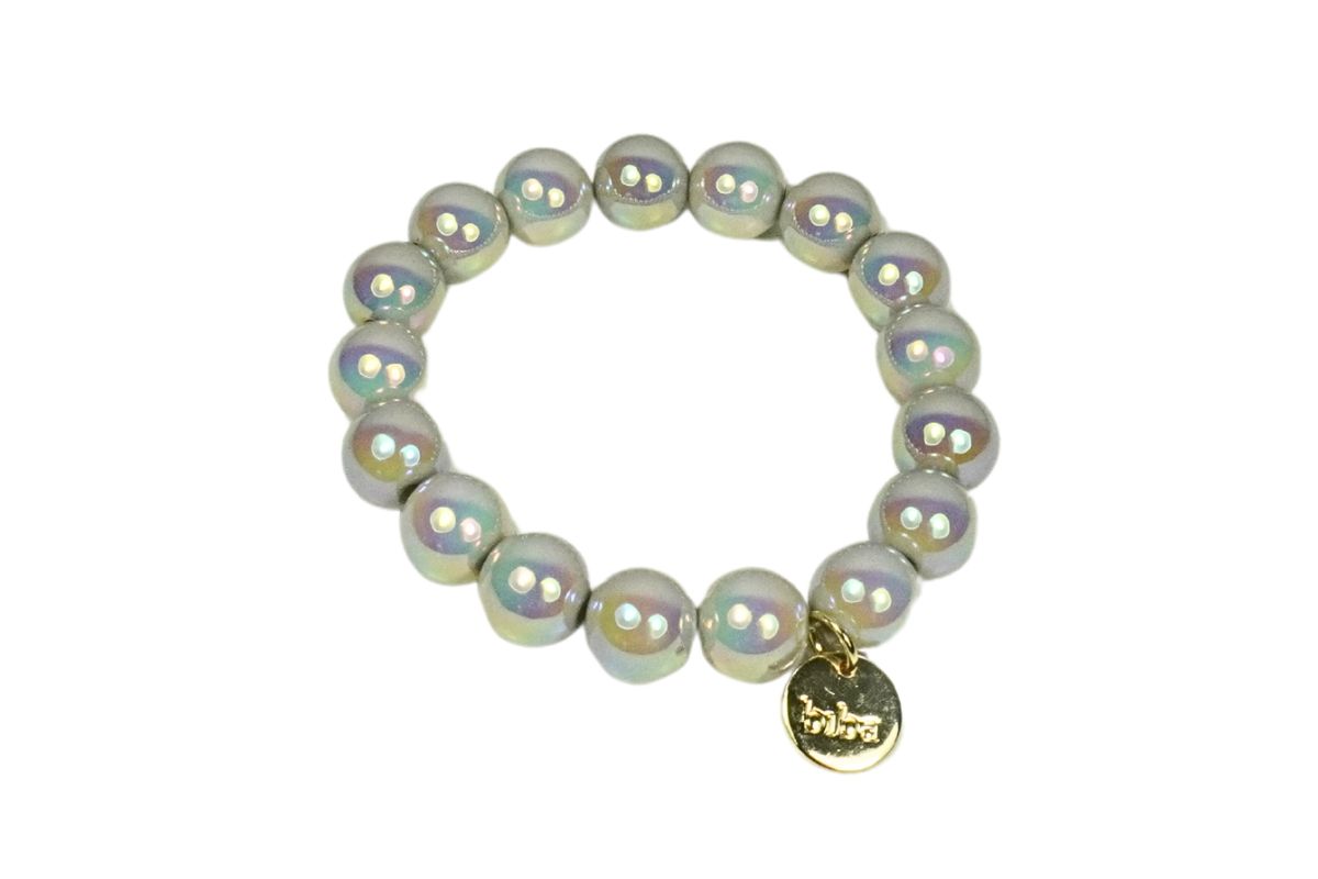 Biba Armband „Schimmer Iris“– Polymer Perlen 12mm Ø | Biba Anhänger Gold