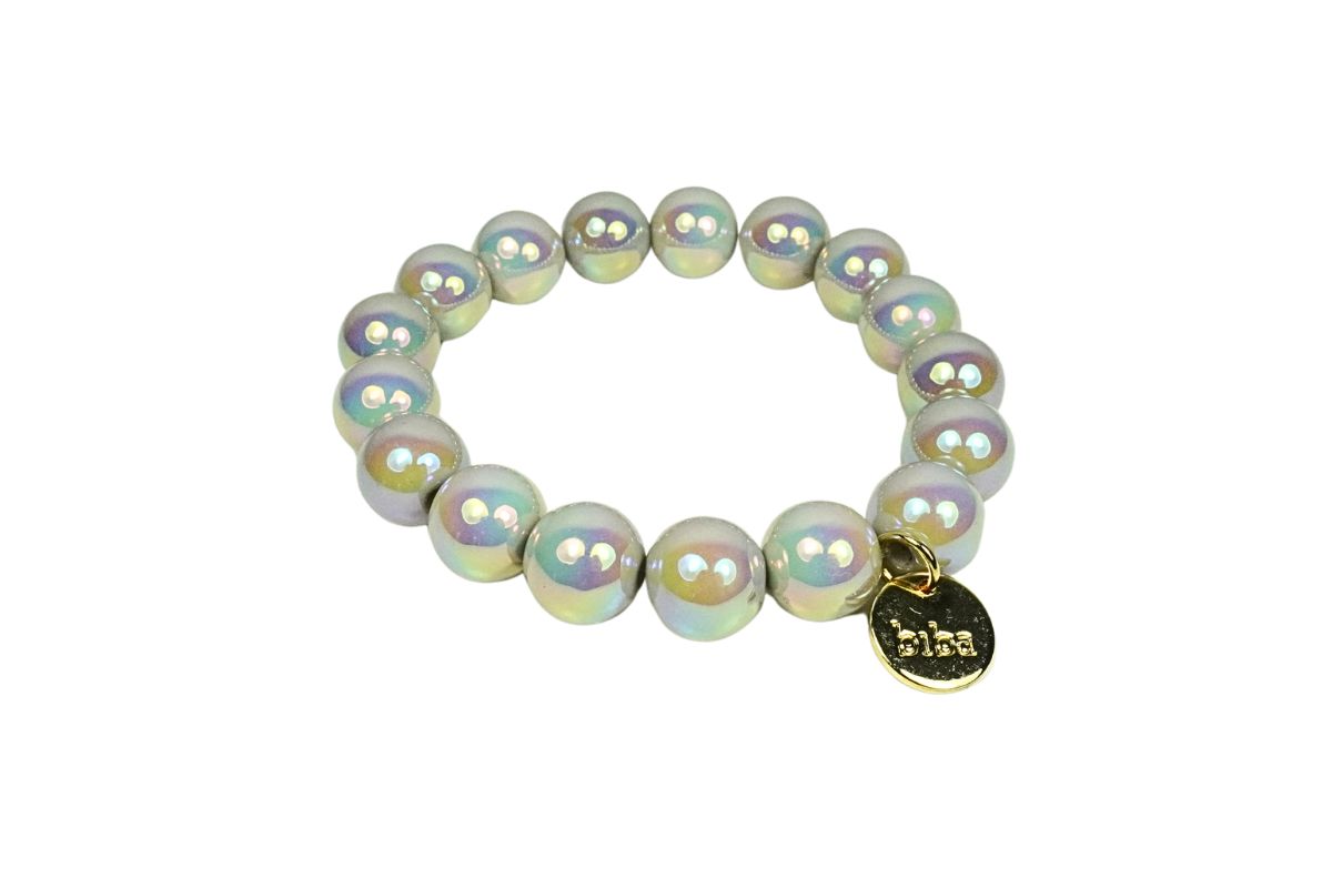 Biba Armband „Schimmer Iris“– Polymer Perlen 12mm Ø | Biba Anhänger Gold