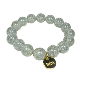 Biba Armband „Schimmer Hellgrau“– Polymer Perlen 12mm Ø | Biba Anhänger Gold